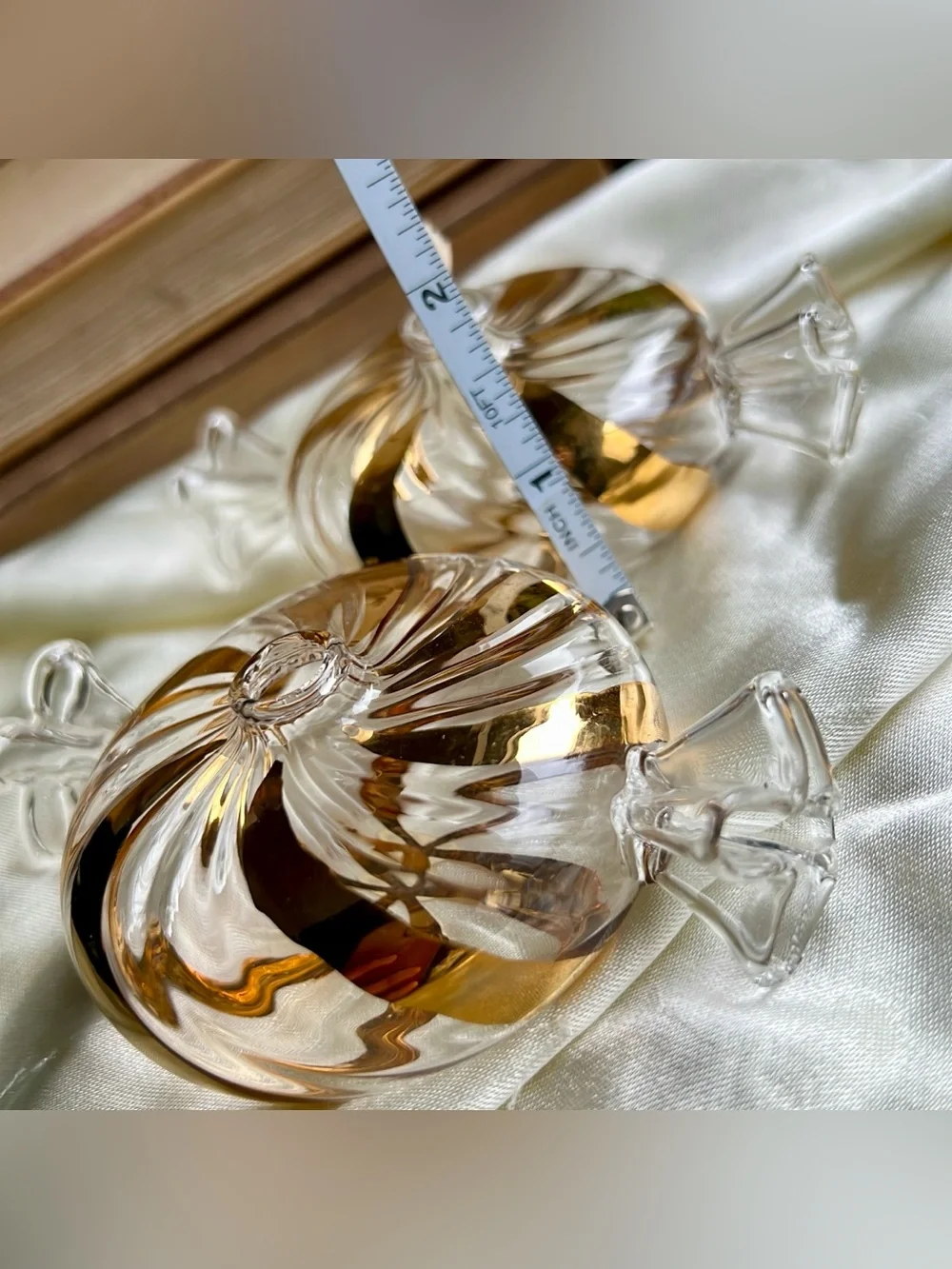 Vintage Princess House Heritage Clear Glass Handblown Candy Swirl Shape Oil Lamp